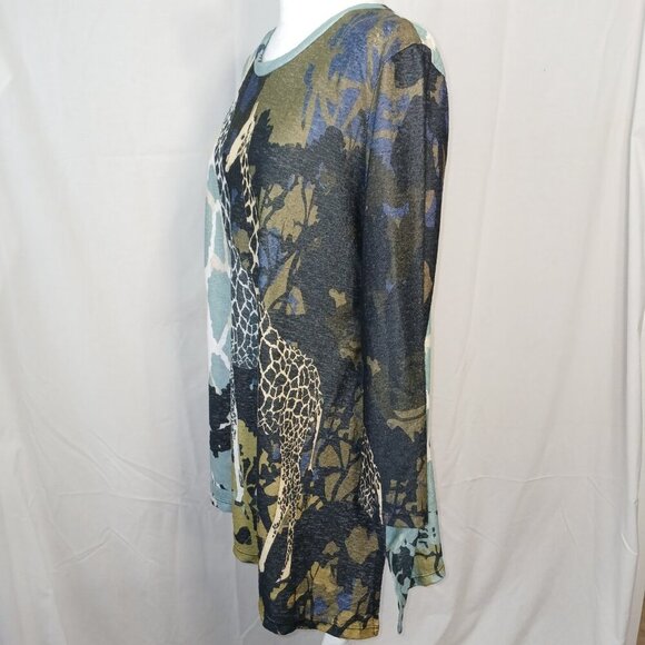 JESS AND JANE "KENYA" CHIFFON CONTRAST TUNIC, SIZE MEDIUM - Picture 6 of 10
